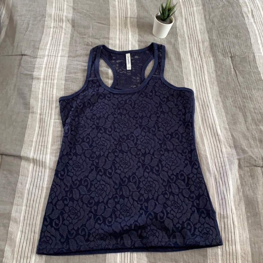 Aeropostale Blue Lace Floral Tank Top
